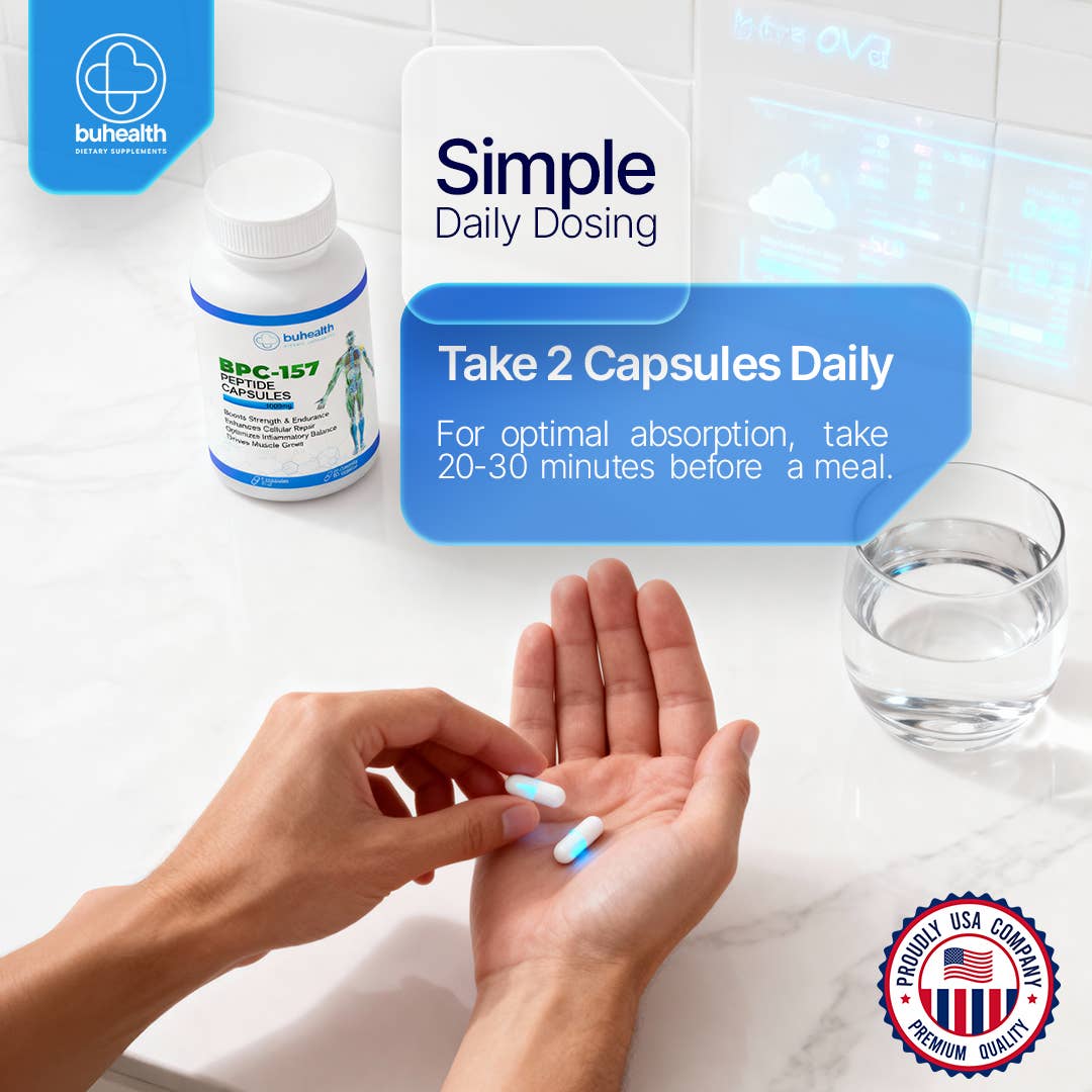 BPC-157 Capsules 1000 mcg | 60 Capsules | Made in USA | GMP