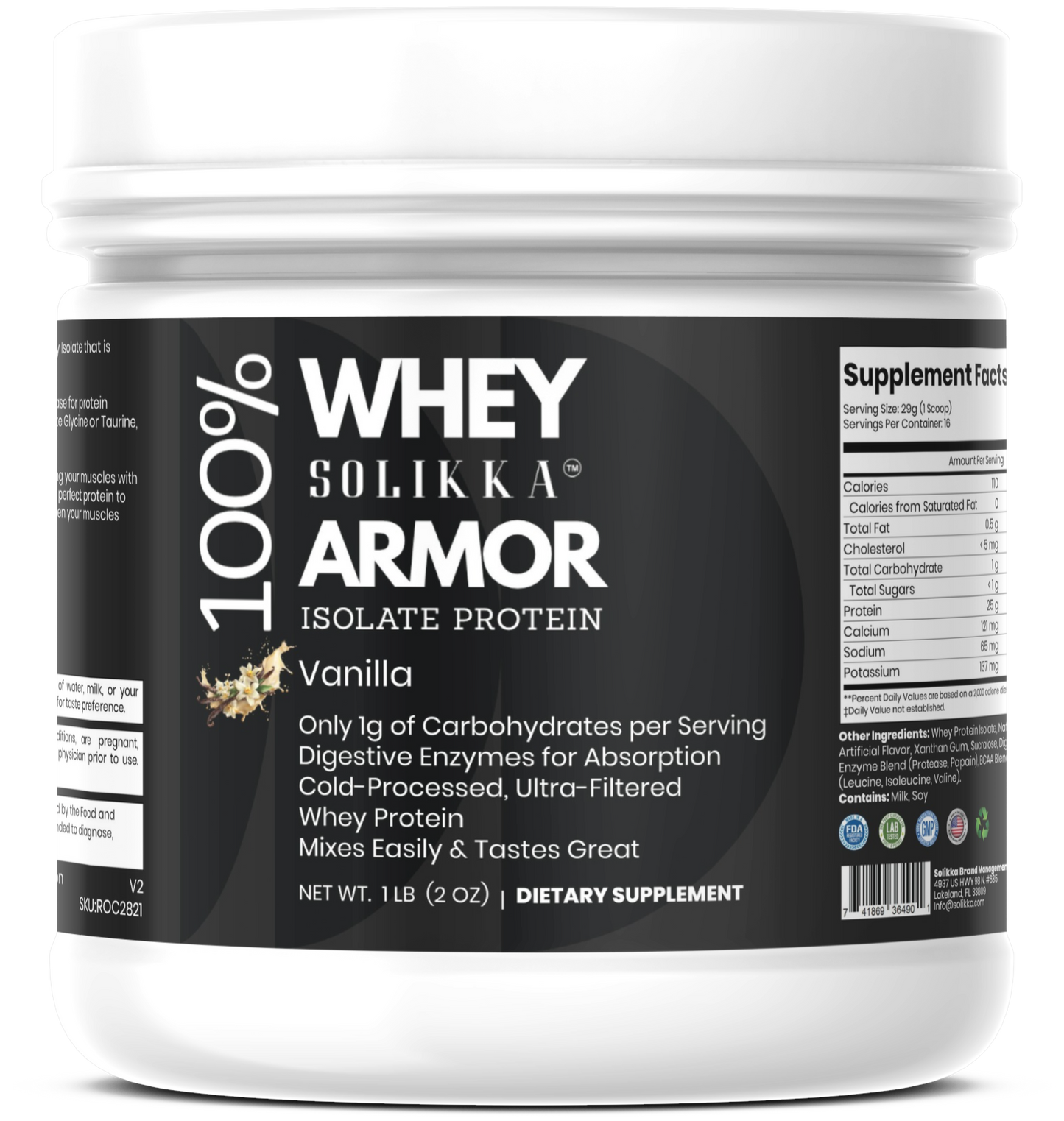 1lb 100% Whey Armor Isolate Protein Vanilla