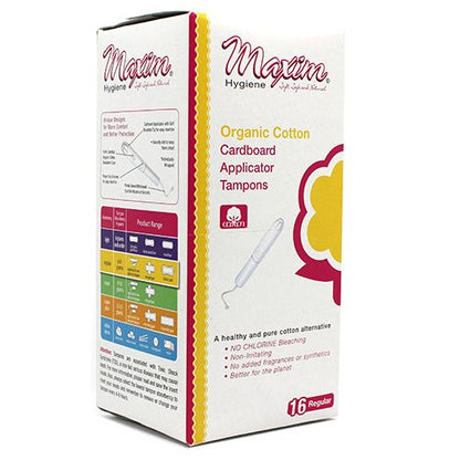 Maxim® 100% Certified Organic Cardboard Applicator Tampon, Regular, 16 Count