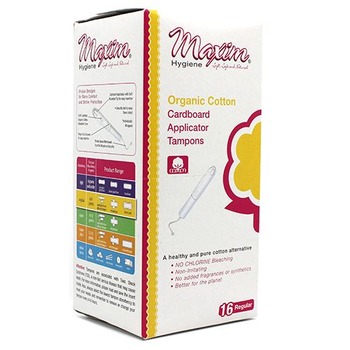 Maxim® 100% Certified Organic Cardboard Applicator Tampon, Regular, 16 Count