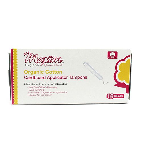 Maxim® 100% Certified Organic Cardboard Applicator Tampon, Regular, 16 Count
