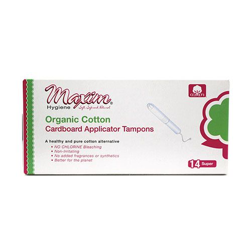 Maxim® 100% Certified Organic Cardboard Applicator Tampon, Super, 14 Count
