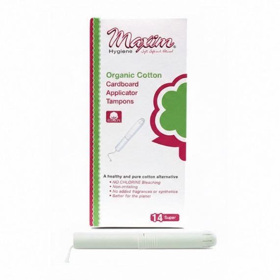 Maxim® 100% Certified Organic Cardboard Applicator Tampon, Super, 14 Count