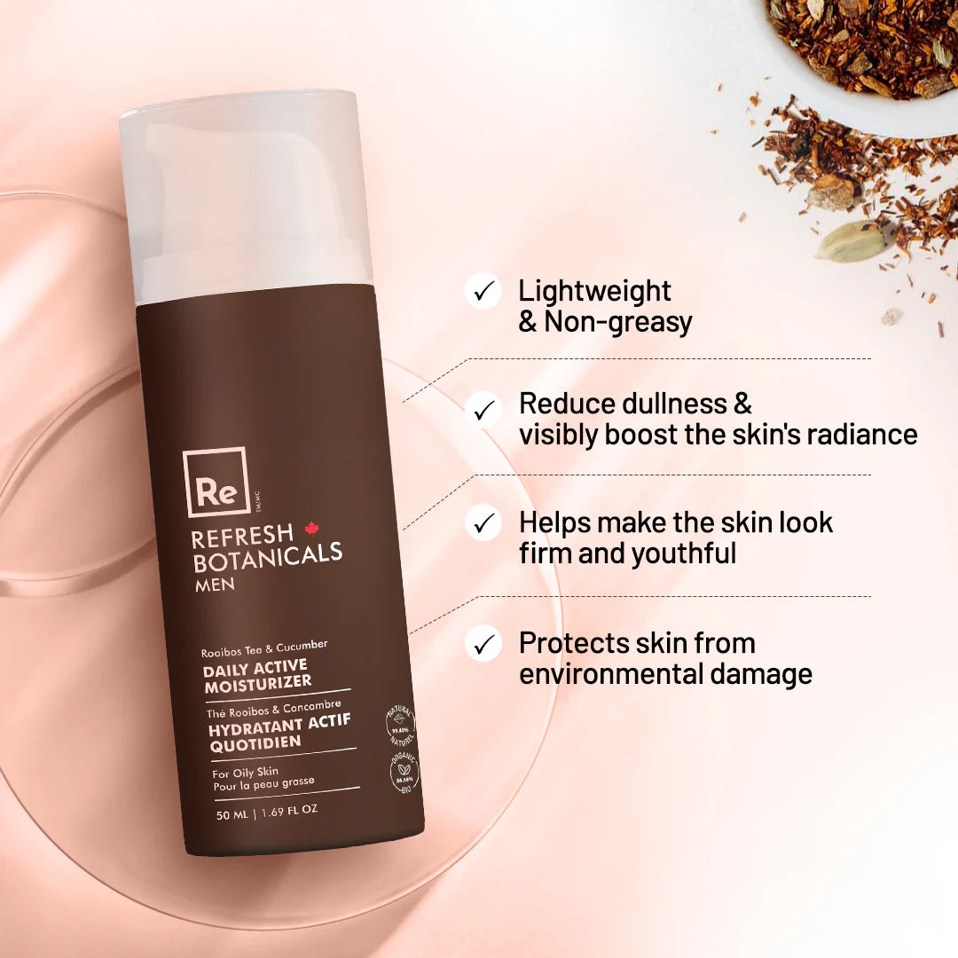 Daily Active Moisturizer - For Men, with Rooibos & Cucumber - 50  mL
