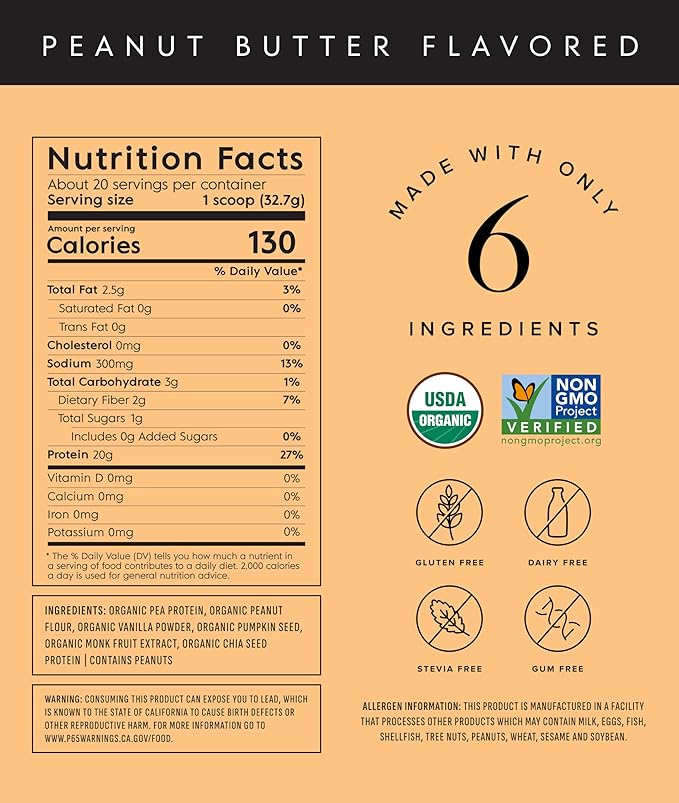 Plant Based Protein Powder - Organic, 20 Grams Per Serving