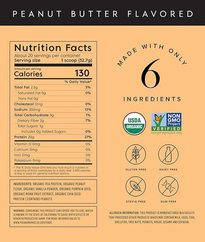 Plant Based Protein Powder - Organic, 20 Grams Per Serving