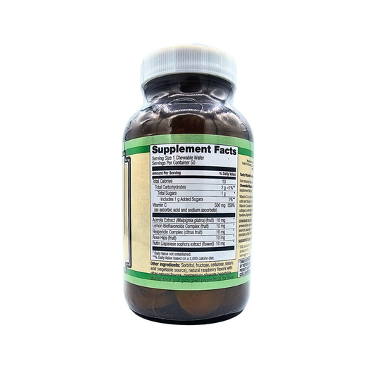 Chewable Vitamin C 500mg - Raspberry Flavored Tablets