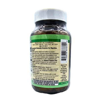 Chewable Natural Papaya Plus Plant Enzymes - Tropical Fruit Flavored