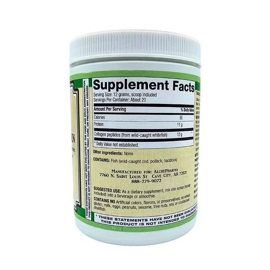 Marine Collagen, Pure, Wild-Caught Bio-Available Hydrolyzed Peptides - 8.5 Oz