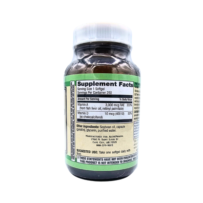Vitamin A & D - 10,000 IU & 400 IU - 250 Softgels