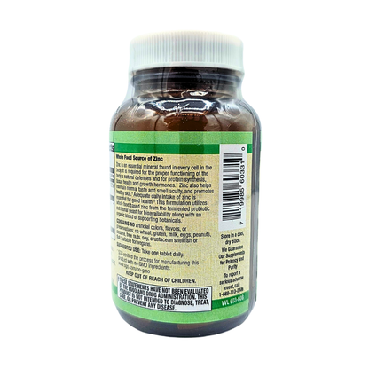Zinc - 20 Mg, Whole Food - 60 Tablets