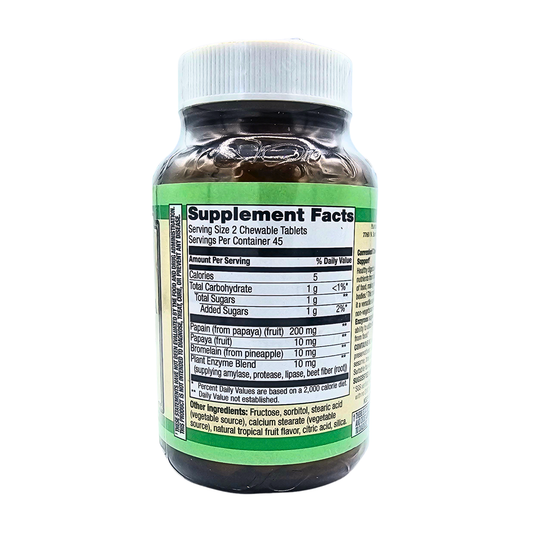 Chewable Natural Papaya Plus Plant Enzymes - Tropical Fruit Flavored