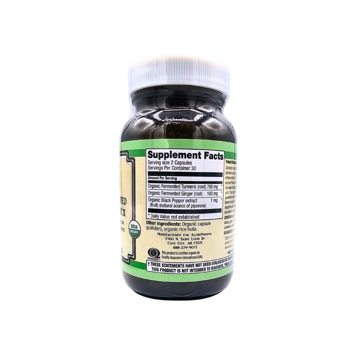 Fermented Turmeric Complex - Organic, with Ginger and Black Pepper - 60 Capsules