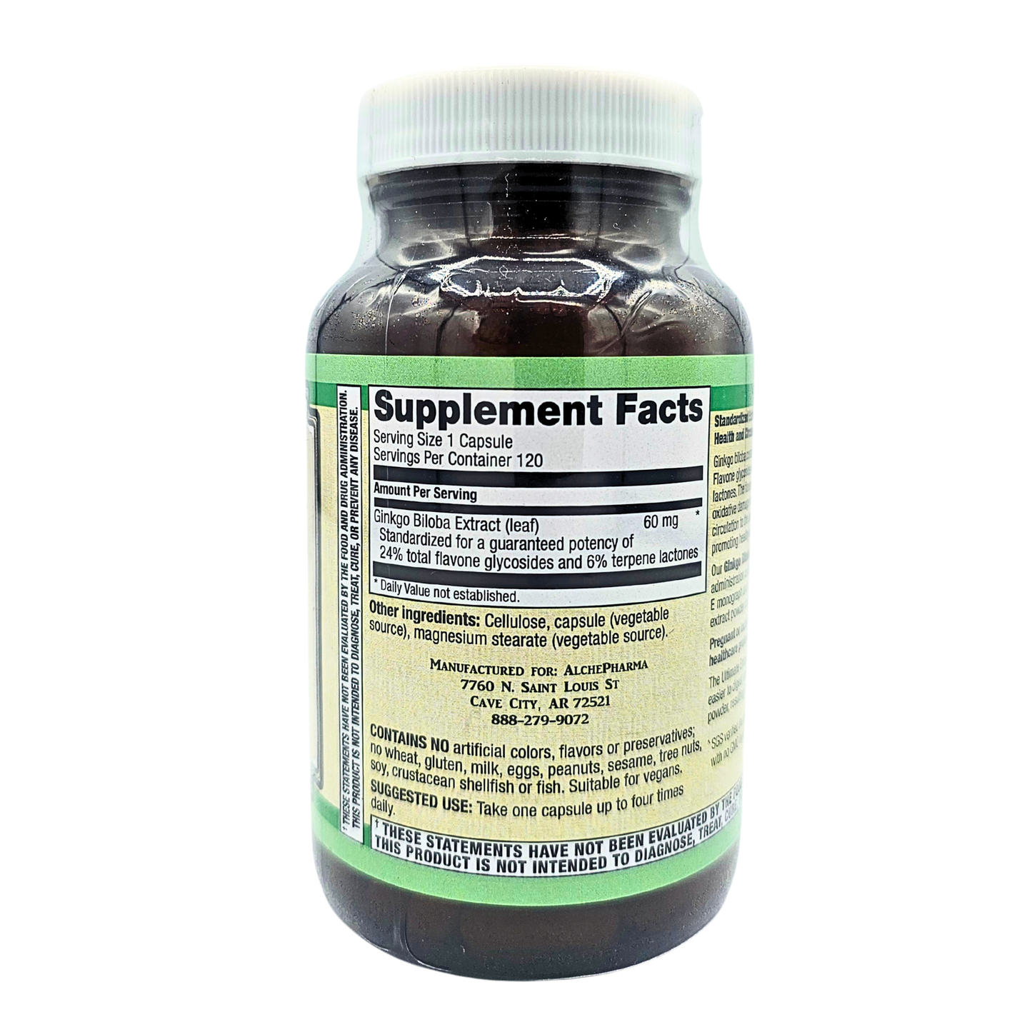 Ginkgo Biloba - 60 mg, Ultimate Extract, Standardized Capsules