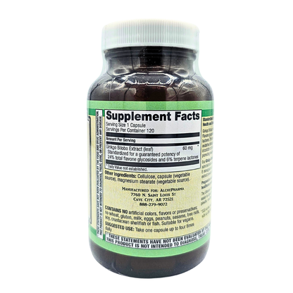 Ginkgo Biloba - 60 mg, Ultimate Extract, Standardized Capsules