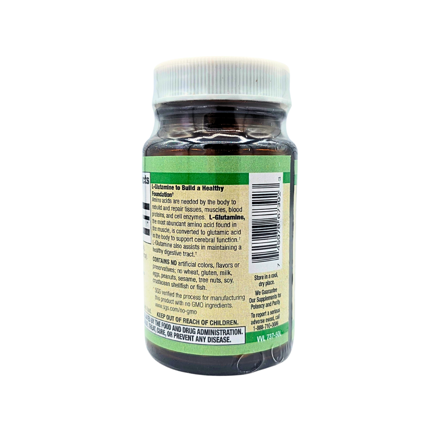 L-Glutamine 500 mg, Free Form Capsules