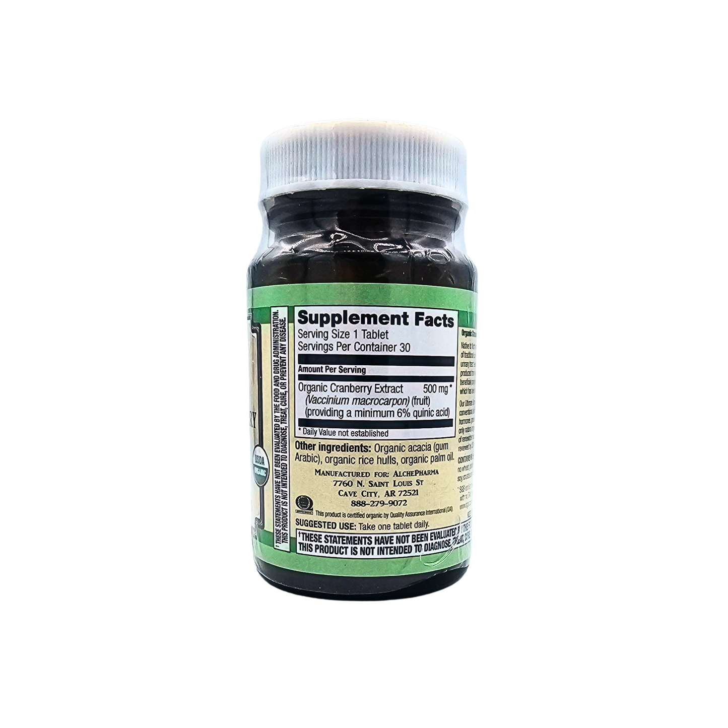 Organic Cranberry 500 mg - 30 Tablets