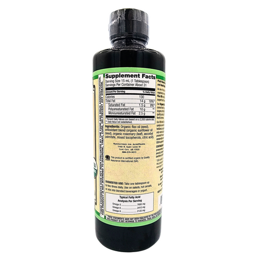 Organic Flax Oil - Cold Pressed, Hexane Free