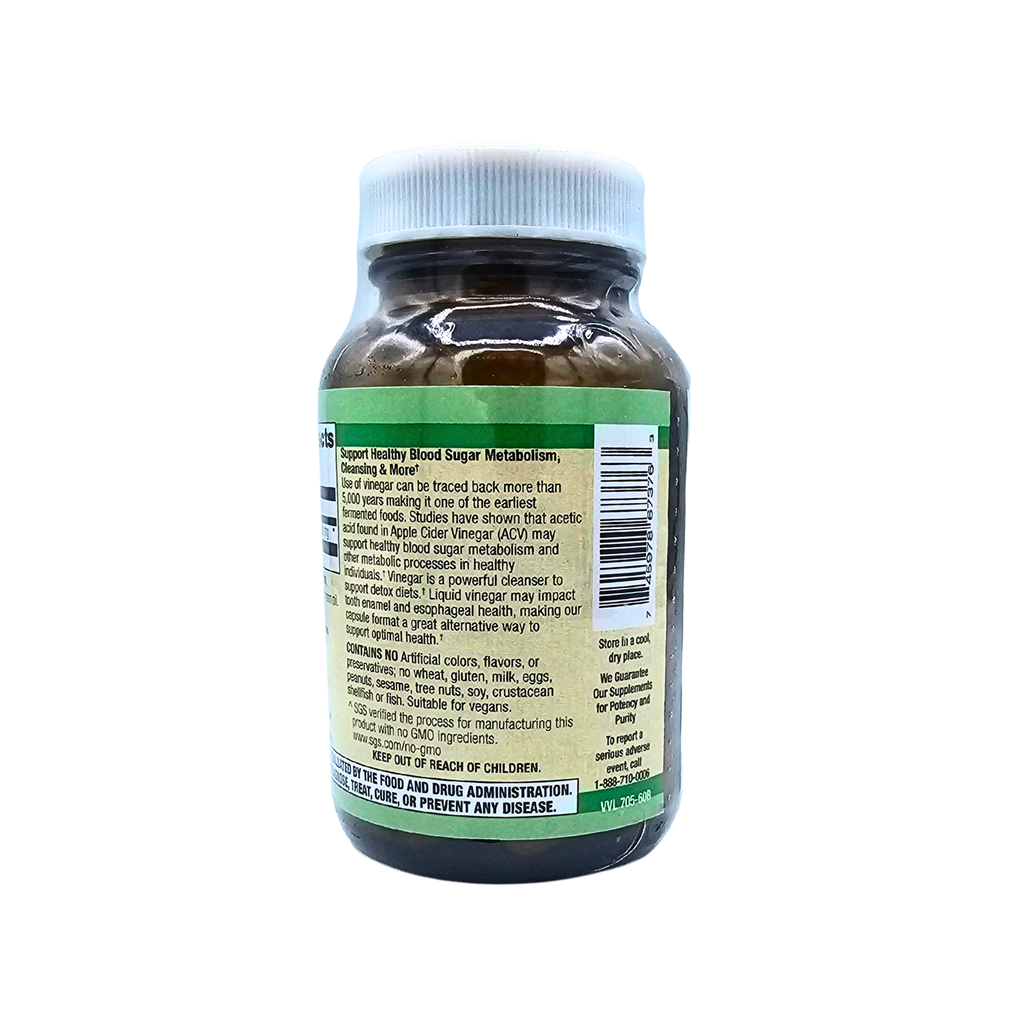 Apple Cider Vinegar - from Organic Fermented Apples - 60 Capsules