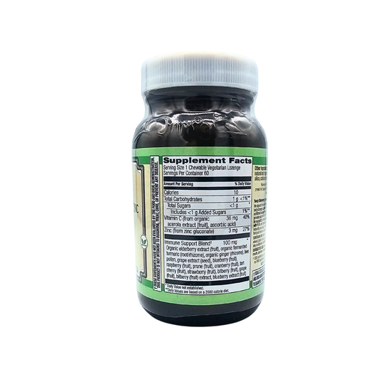Elderberry & Zinc Lozenges - with Vitamin C and Antioxidant Support - 60 Chewable Lozenges