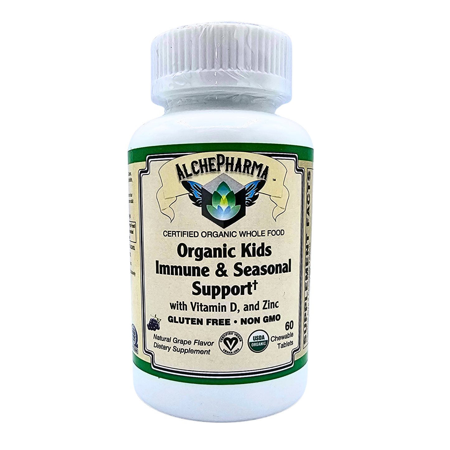 Kids Immune & Seasonal Support - Organic, Whole Food, Grape Flavored - 60 Chewable Tablets