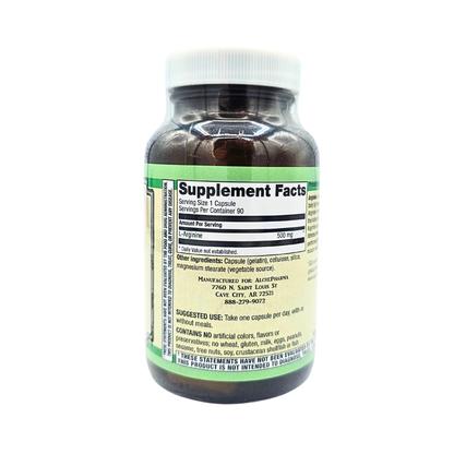 L-Arginine - 500 mg, Free Form - 90 Capsules