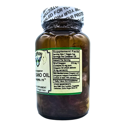 Oregano Oil - 70% Carvacrol - Liquid Filled Veggie Capsules