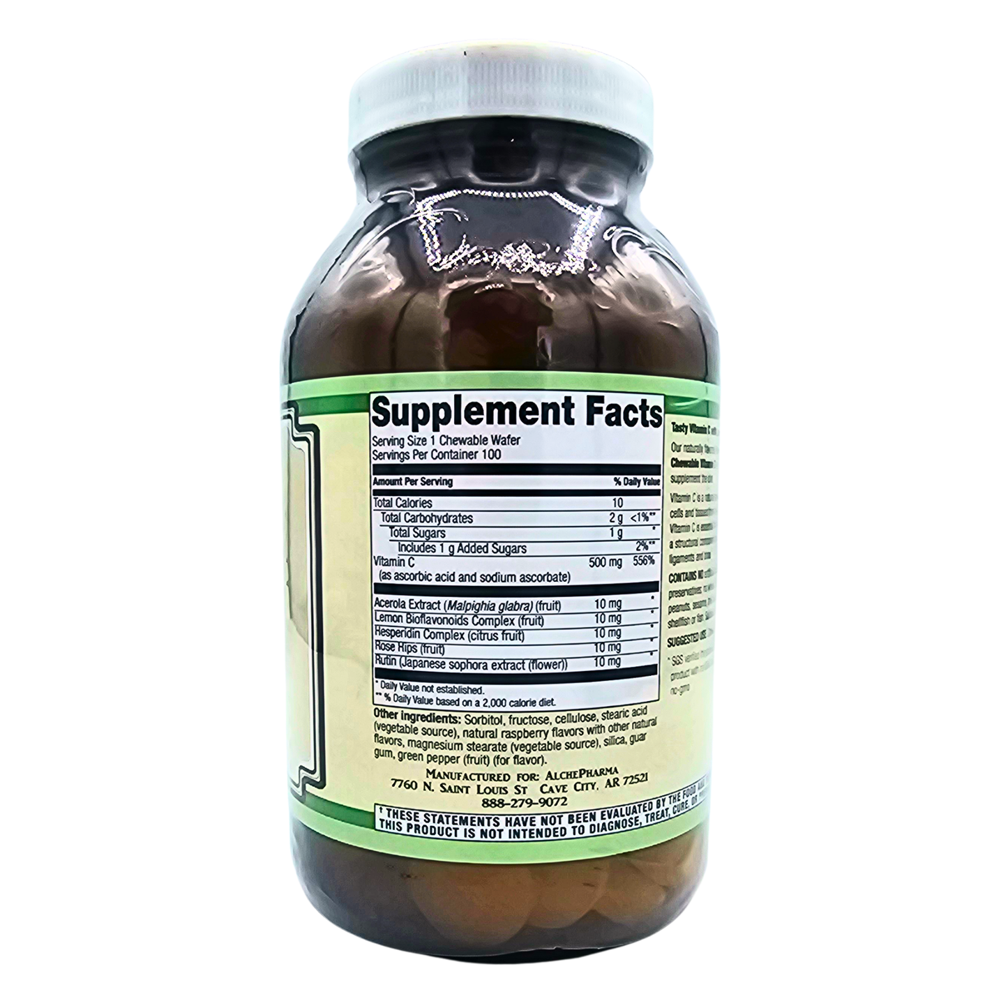 Chewable Vitamin C 500mg - Raspberry Flavored Tablets