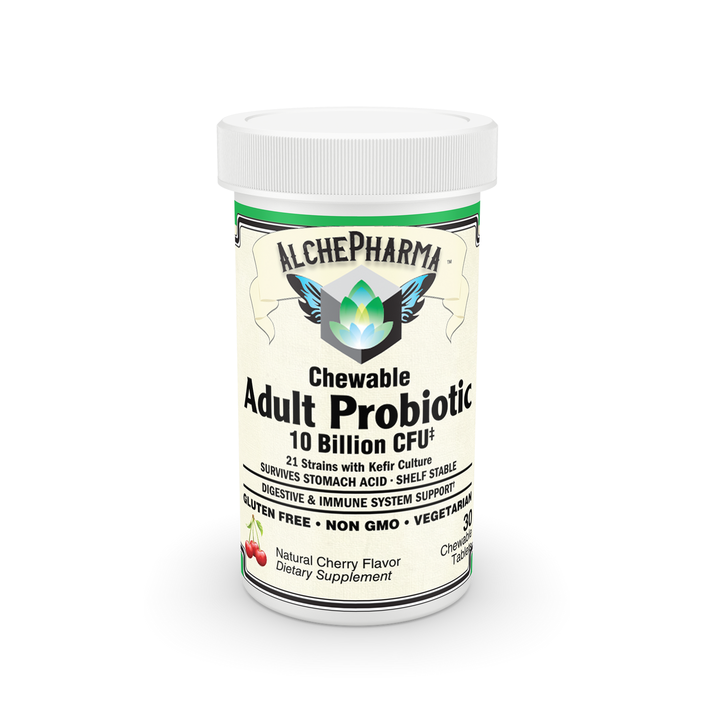 Adult Probiotic - 10 Billion CFU, Cherry Flavored - 30 Chewable Tablets