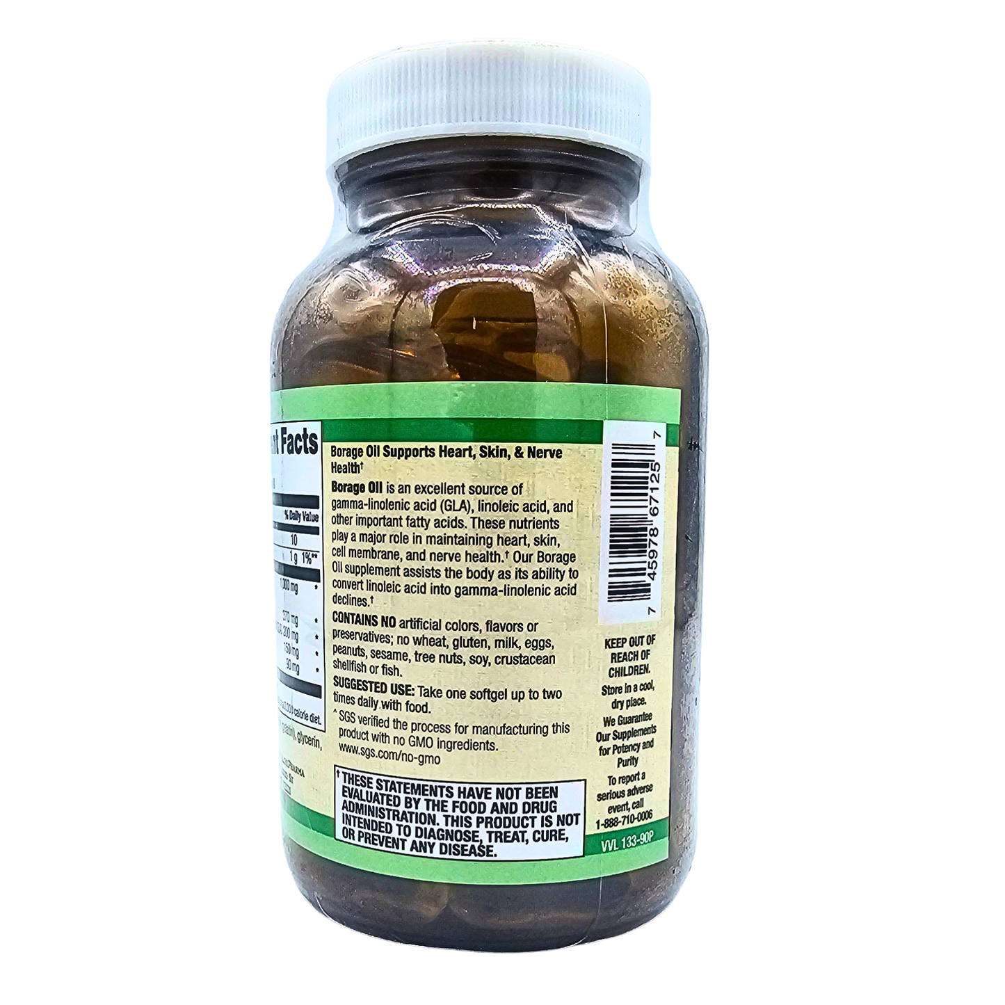 Borage Oil - 1,000 mg Cold Pressed & Hexane-Free