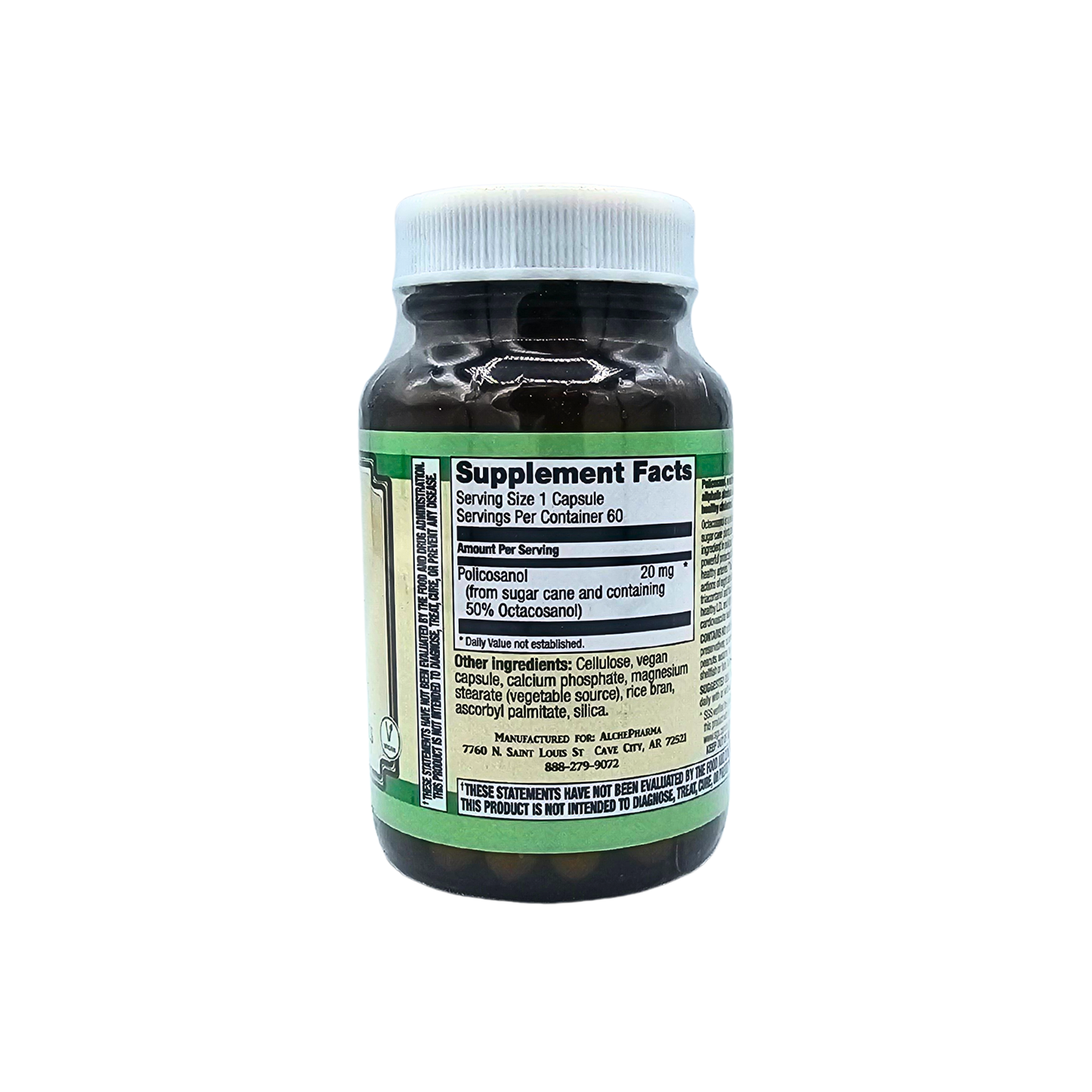 Policosanol 20 Mg - Cholesterol Support - 60 Capsules
