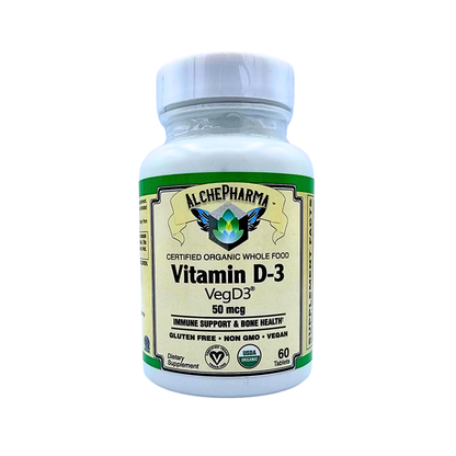Vitamin D3 50 Mcg/2,000 IU - Certified Organic from Algae - 60 Tablets