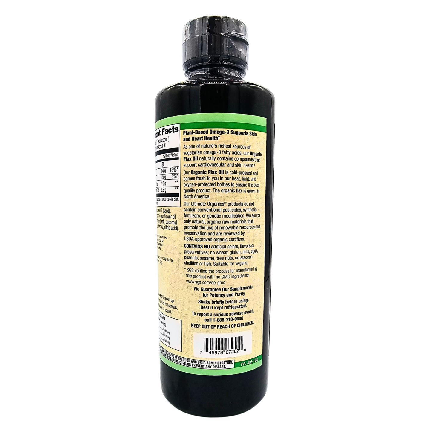 Organic Flax Oil - Cold Pressed, Hexane Free