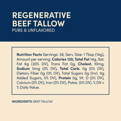 Regenerative Beed Tallow - Pure & Unflavored - 14 Oz.