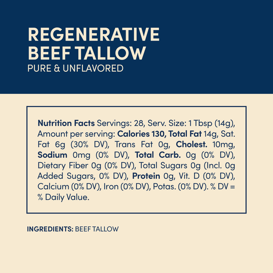 Regenerative Beed Tallow - Pure & Unflavored - 14 Oz.