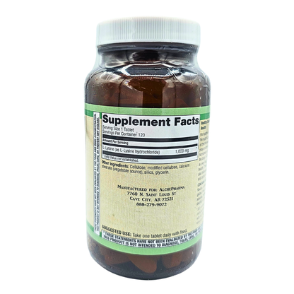 L-Lysine - 1,000 Mg, Free Form - 120 Tablets