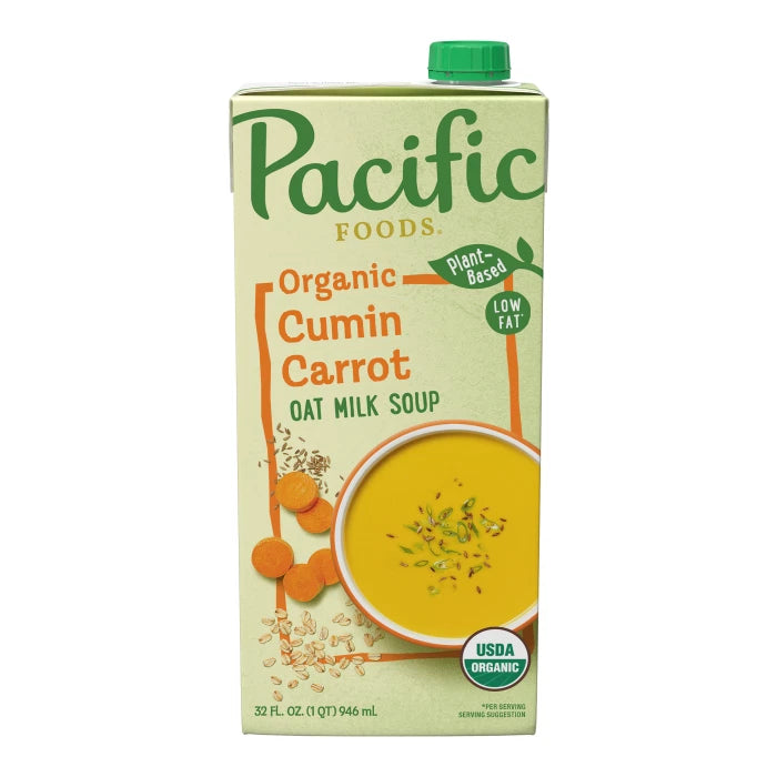 Pacific Foods Organic CUMIN CARROT OAT MILK Soup Plant Based Vegan 32Oz