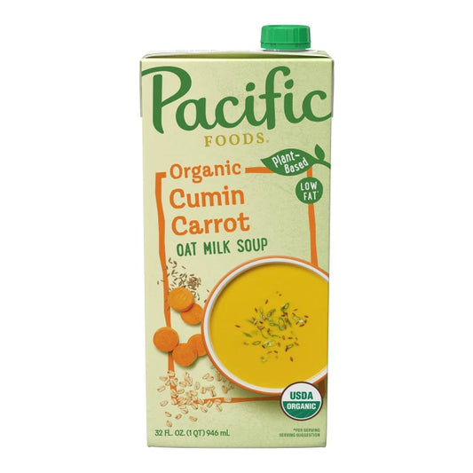 Pacific Foods Organic CUMIN CARROT OAT MILK Soup Plant Based Vegan 32Oz