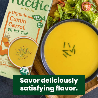 Pacific Foods Organic CUMIN CARROT OAT MILK Soup Plant Based Vegan 32Oz