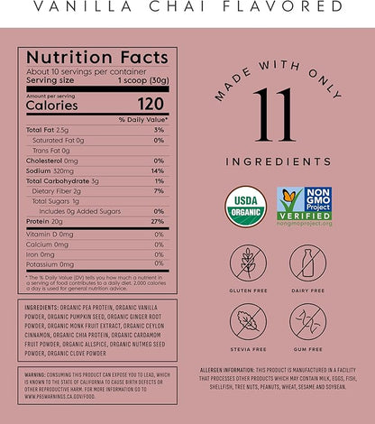 Plant Based Protein Powder - Organic, 20 Grams Per Serving