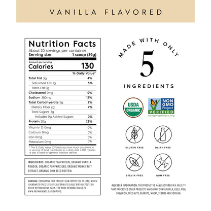 Plant Based Protein Powder - Organic, 20 Grams Per Serving